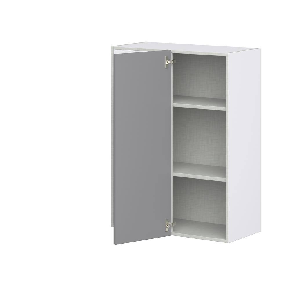 J COLLECTION 30 in. W X 40 in. H X 14 in. D Bristol Painted Slate Gray Shaker Assembled Wall Blindcorner Kitchen Cabinet