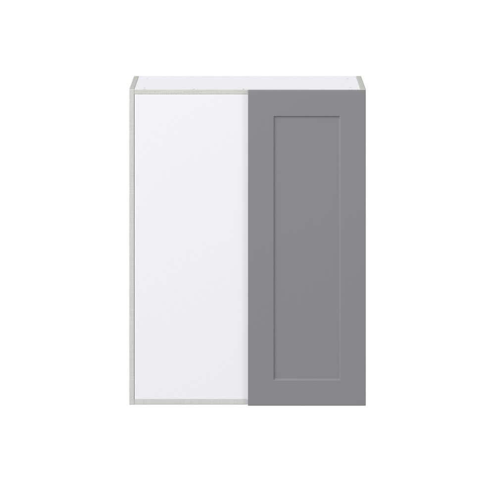 J COLLECTION 30 in. W X 40 in. H X 14 in. D Bristol Painted Slate Gray Shaker Assembled Wall Blindcorner Kitchen Cabinet