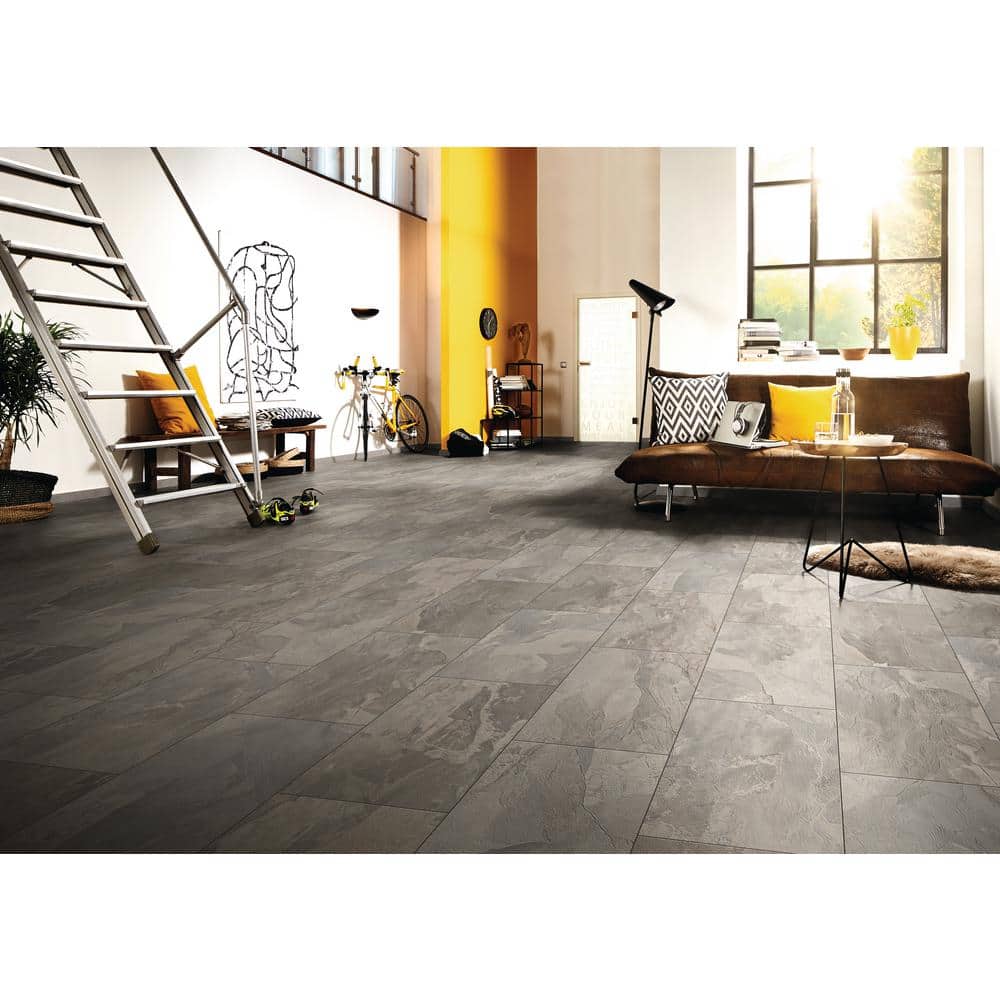 Krono Original Silverado Slate 8mm T x 12.99 in. W Water Resistant Laminate Wood Flooring (24.92 sq. ft./Carton)