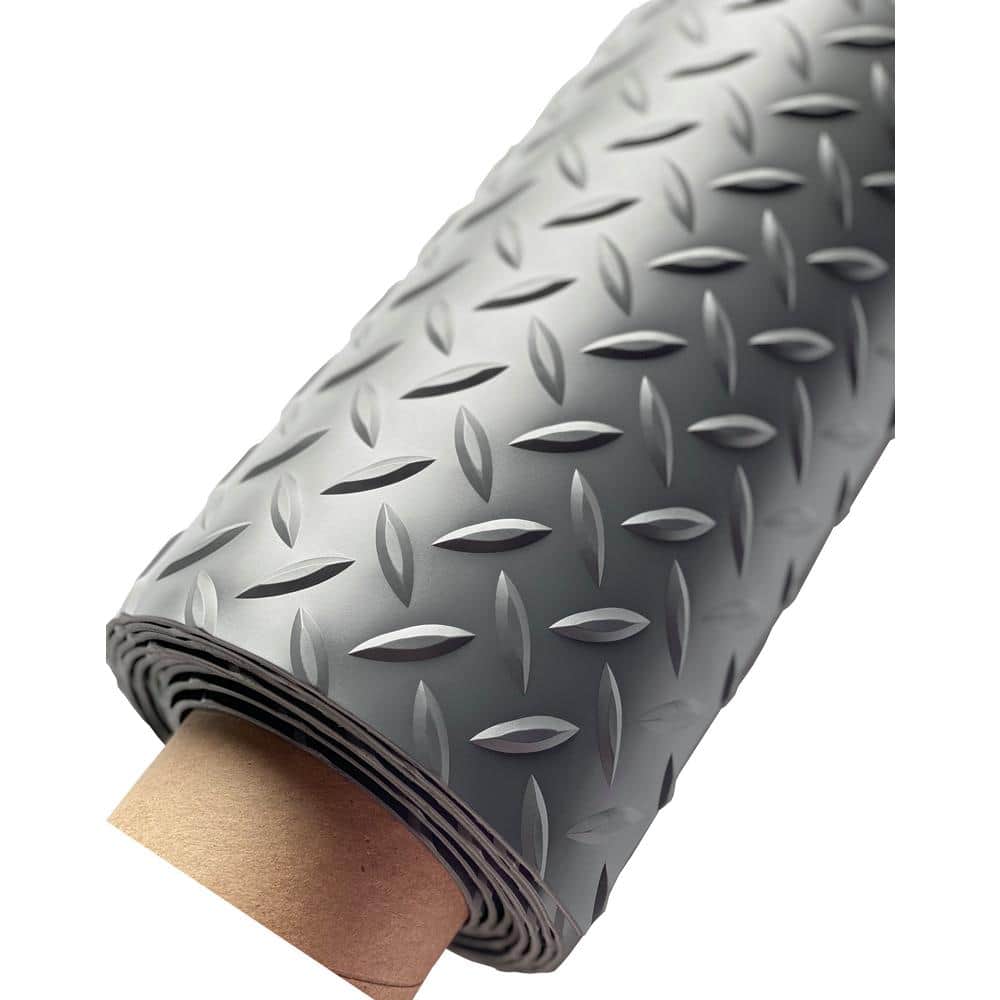 G-Floor Diamond Tread 5 ft. x 10 ft. Slate Grey Commercial Grade Vinyl Garage Flooring Cover and Protector