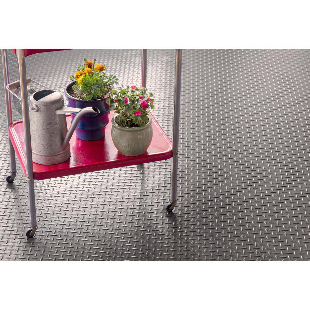 G-Floor Diamond Tread 8.5 ft. x 24 ft. Slate Grey Vinyl Garage Flooring Cover and Protector
