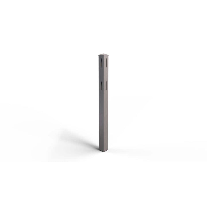 Natures Composites Composite 2-Rail Corner Post with Post Cap for Traditional Ranch Rail System (5 in. x 5 in. x 50 in. L) Slate Grey