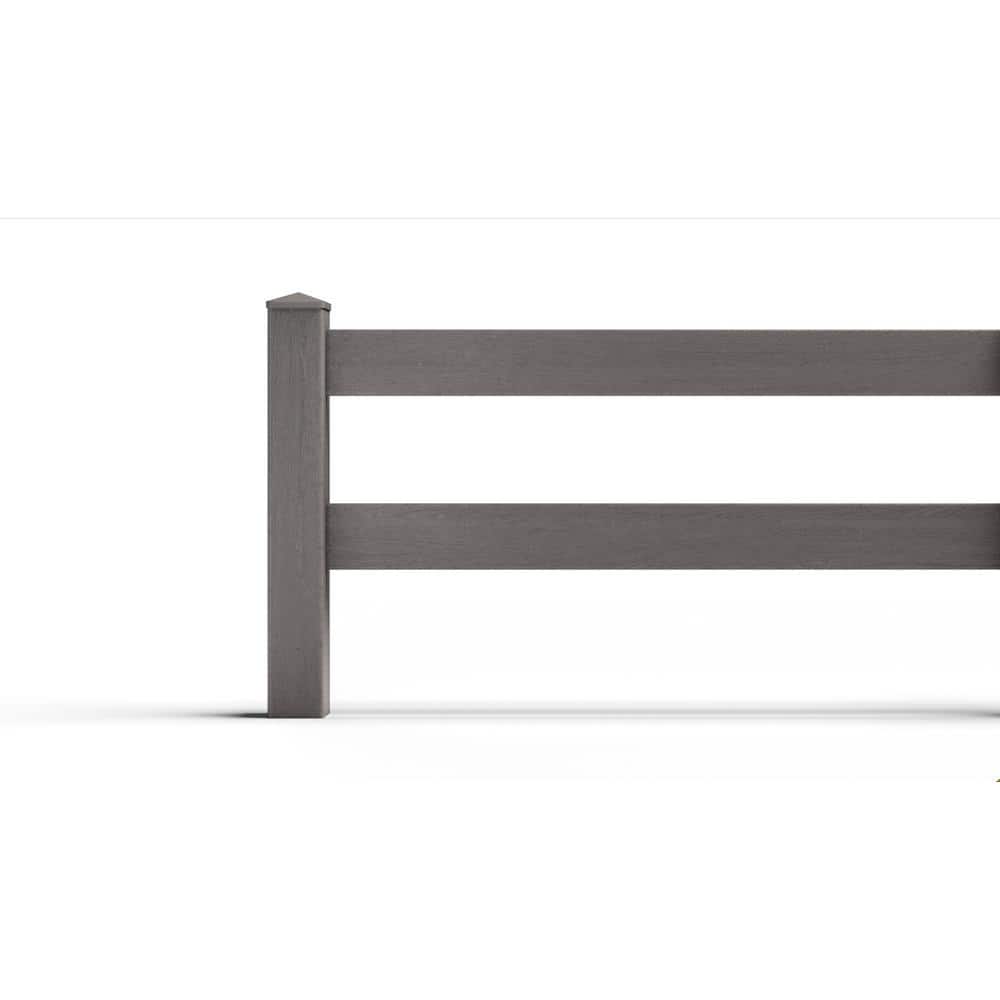 Natures Composites Composite Traditional 2-Board Ranch Rail (3 ft. H x 4 ft. W) Slate Grey