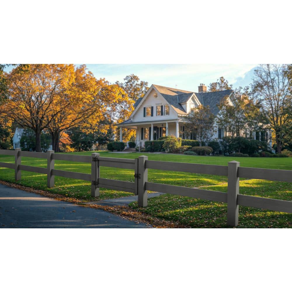 Natures Composites Composite Traditional 2-Board Ranch Rail (3 ft. H x 4 ft. W) Slate Grey