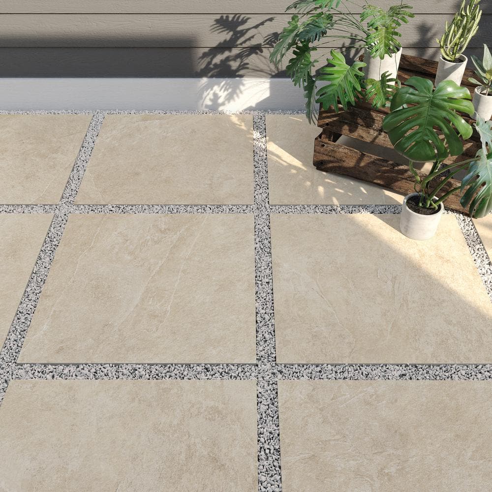 Sample – Slate White 6 in. x 6 in. x 0.75 in. Stone-Look Porcelain Paver