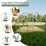 GOGEXX 10 ft. x 20 ft. Flat Top Large Metal Walk-in Chicken Coop Galvanized Poultry Cages with Waterproof Cover Outdoor