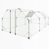 GOGEXX 10 ft. x 20 ft. Flat Top Large Metal Walk-in Chicken Coop Galvanized Poultry Cages with Waterproof Cover Outdoor
