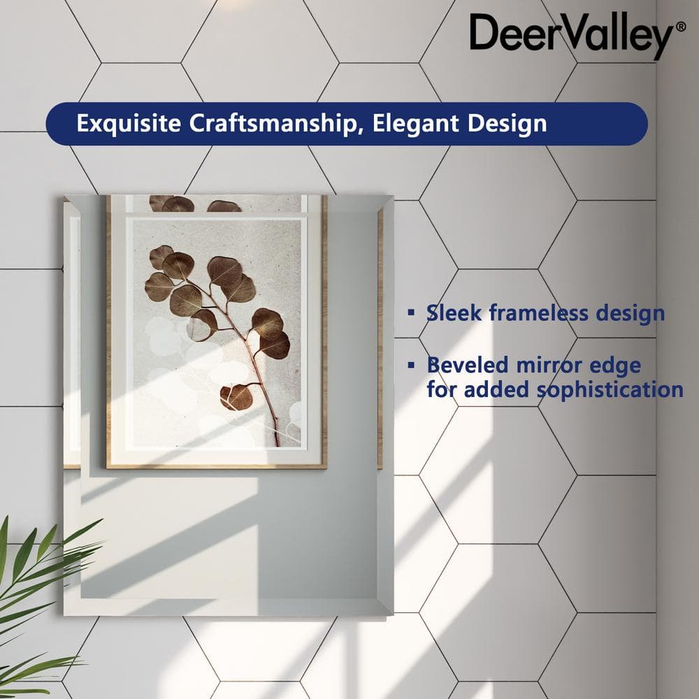 DEERVALLEY Rectangular Aluminum Frameless 15 in. W x 19 in. H Recessed Medicine Cabinet in Sliver with Mirror and Beveled Edge