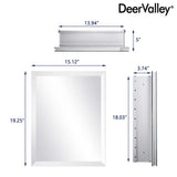 DEERVALLEY Rectangular Aluminum Frameless 15 in. W x 19 in. H Recessed Medicine Cabinet in Sliver with Mirror and Beveled Edge