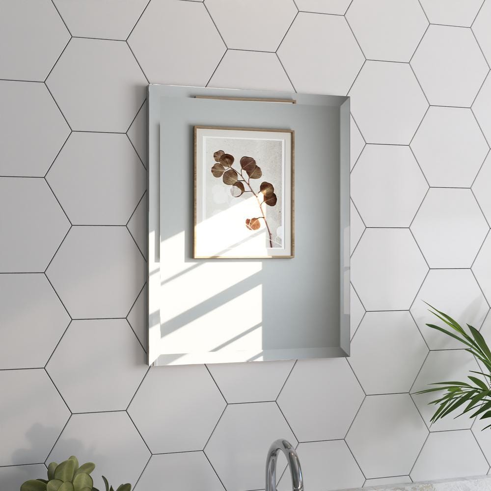 DEERVALLEY Rectangular Aluminum Frameless 15 in. W x 19 in. H Recessed Medicine Cabinet in Sliver with Mirror and Beveled Edge