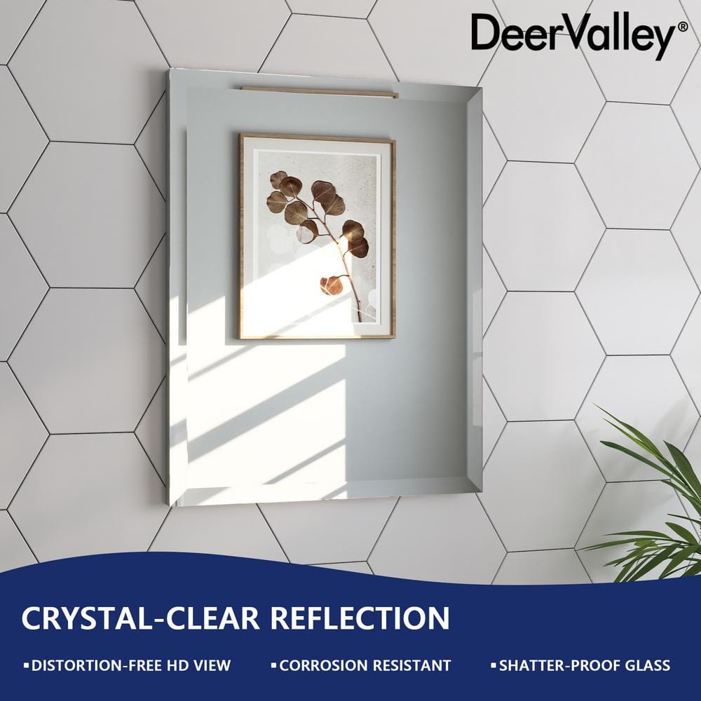 DEERVALLEY Rectangular Aluminum Frameless 15 in. W x 19 in. H Recessed Medicine Cabinet in Sliver with Mirror and Beveled Edge