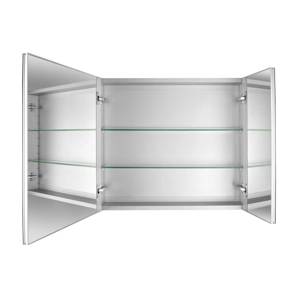 DEERVALLEY Rectangular Aluminum Frameless 30 in. W x 26 in. H Double-Door Surface Mount Bathroom Medicine Cabinet with Mirror