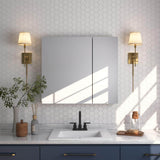 DEERVALLEY Rectangular Aluminum Frameless 30 in. W x 26 in. H Double-Door Surface Mount Bathroom Medicine Cabinet with Mirror