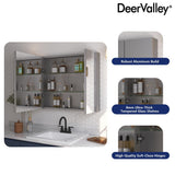 DEERVALLEY Rectangular Aluminum Frameless 30 in. W x 26 in. H Double-Door Surface Mount Bathroom Medicine Cabinet with Mirror
