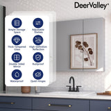 DEERVALLEY Rectangular Aluminum Frameless 30 in. W x 26 in. H Double-Door Surface Mount Bathroom Medicine Cabinet with Mirror