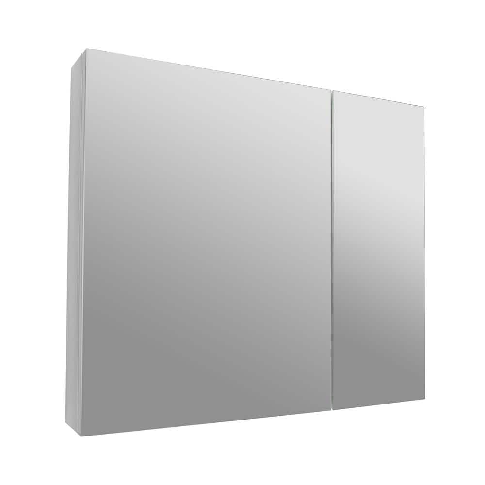 DEERVALLEY Rectangular Aluminum Frameless 30 in. W x 26 in. H Double-Door Surface Mount Bathroom Medicine Cabinet with Mirror
