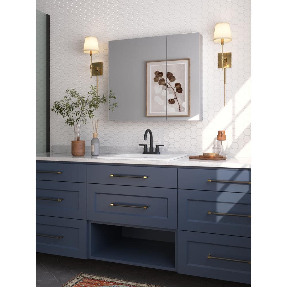 DEERVALLEY Rectangular Aluminum Frameless 30 in. W x 26 in. H Double-Door Surface Mount Bathroom Medicine Cabinet with Mirror