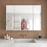 36 in. W x 26 in. H Large Rectangular Silver Aluminum Recessed Mount Medicine Cabinet with Mirror