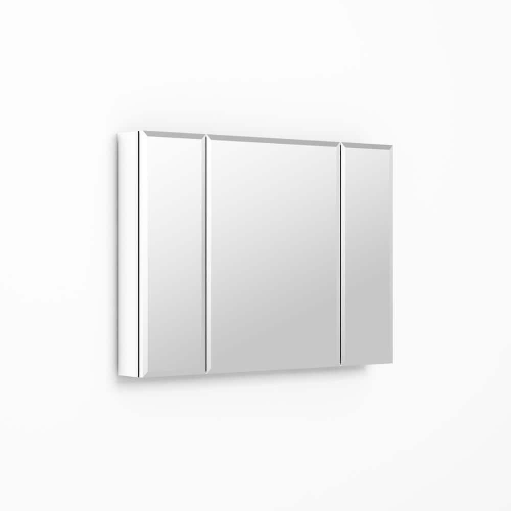 36 in. W x 26 in. H Large Rectangular Silver Aluminum Recessed Mount Medicine Cabinet with Mirror
