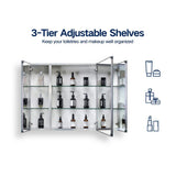 36 in. W x 26 in. H Large Rectangular Silver Aluminum Recessed Mount Medicine Cabinet with Mirror