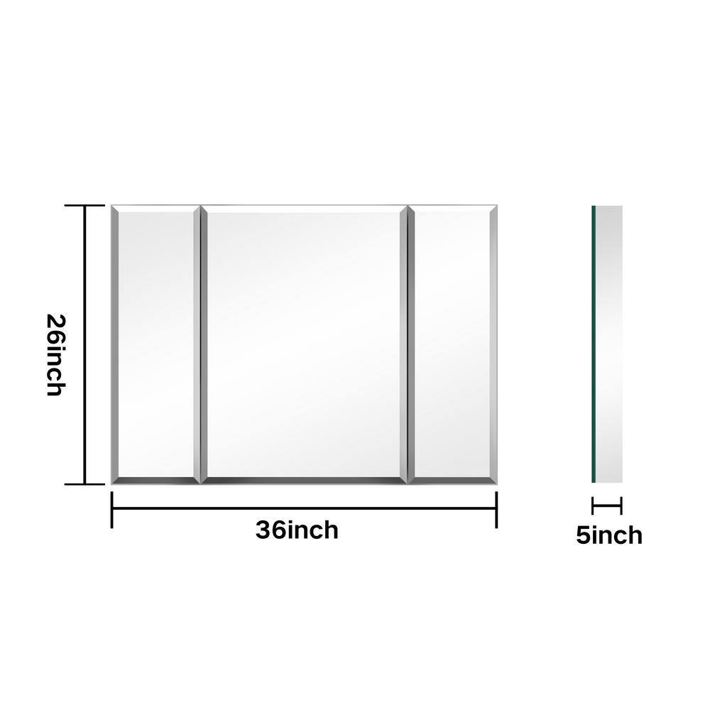 36 in. W x 26 in. H Large Rectangular Silver Aluminum Recessed Mount Medicine Cabinet with Mirror