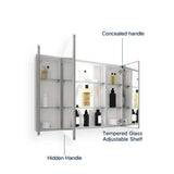 36 in. W x 26 in. H Large Rectangular Silver Aluminum Recessed Mount Medicine Cabinet with Mirror