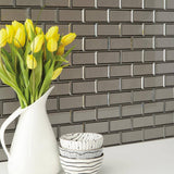 Daltile Premier Accents Smoke Gray Brick Joint 11 in. x 13 in. x 8 mm Glass Mosaic Wall Tile (0.956 sq. ft. per piece)