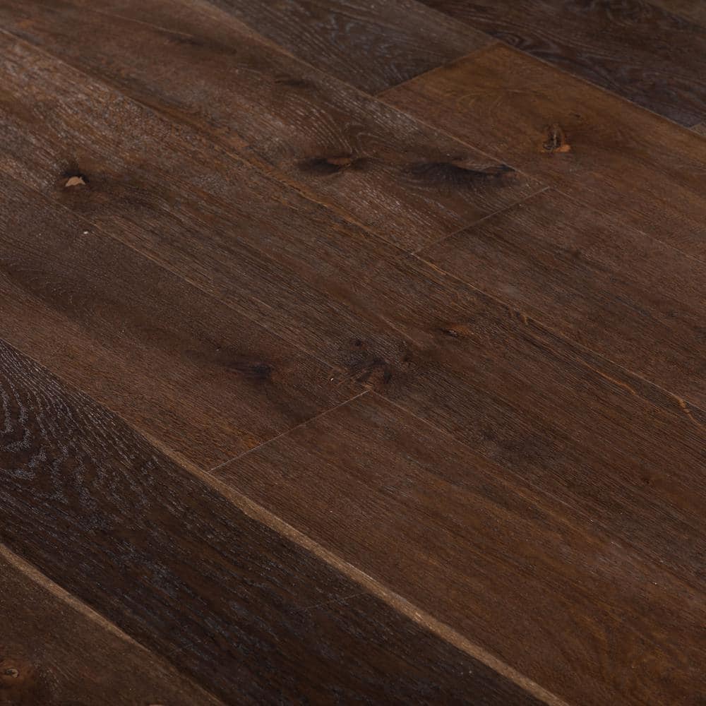 NATU Smoked French Oak 3/8 in. T x 7.5 in. W Click Lock Wire Brushed Engineered Hardwood Flooring (19.4 sq.ft./case)