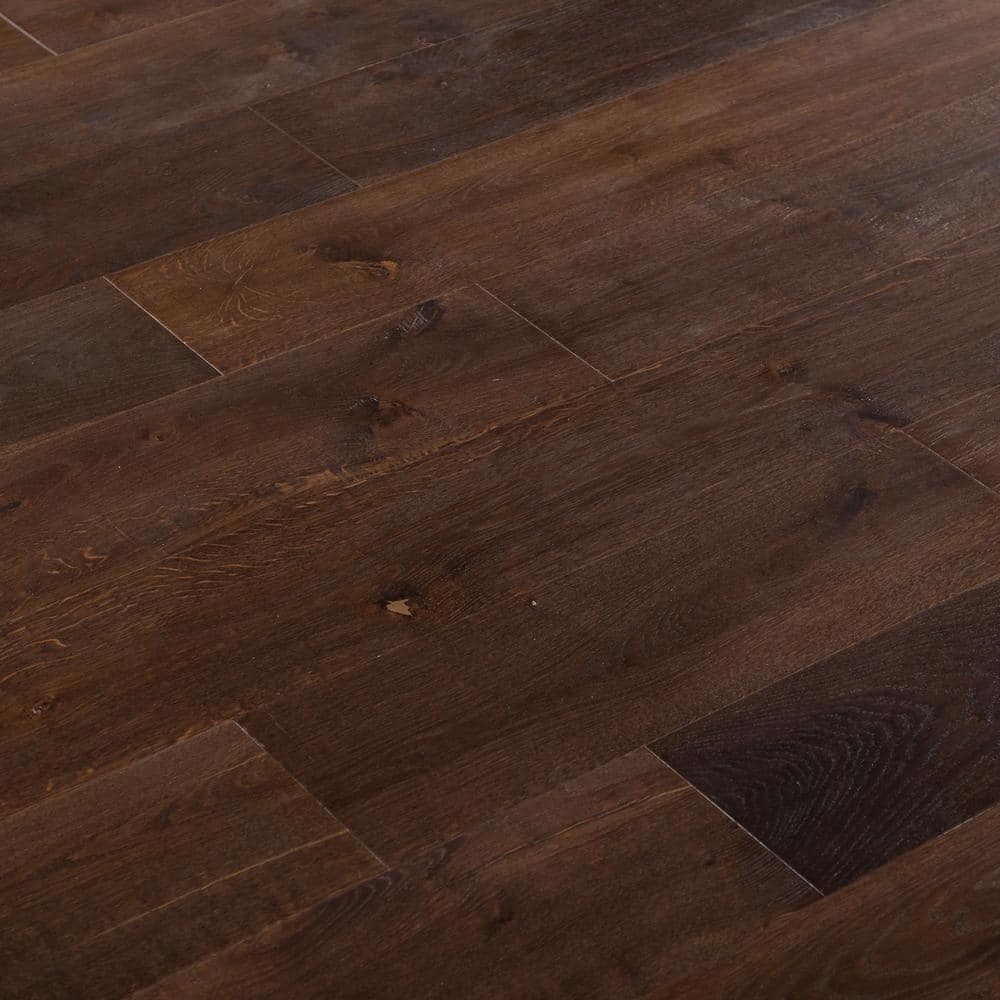 NATU Smoked French Oak 3/8 in. T x 7.5 in. W Click Lock Wire Brushed Engineered Hardwood Flooring (19.4 sq.ft./case)