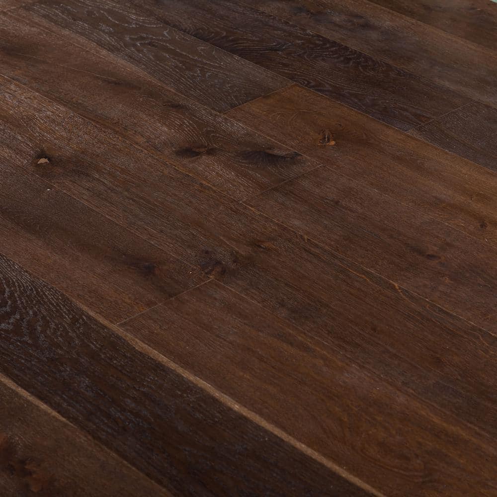 NATU Smoked French Oak 3/8 in. T x 7.5 in. W Click Lock Wire Brushed Engineered Hardwood Flooring (19.4 sq.ft./case)