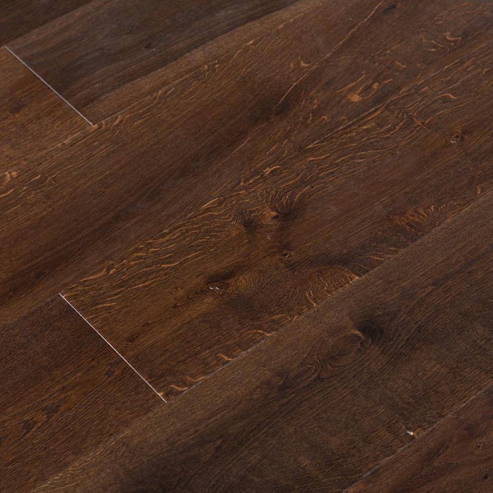 NATU Smoked French Oak 3/8 in. T x 7.5 in. W Click Lock Wire Brushed Engineered Hardwood Flooring (19.4 sq.ft./case)