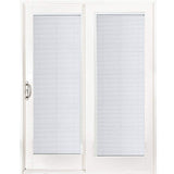 60 in. x 80 in. Smooth White Left-Hand Composite Sliding Patio Door with Built in Blinds