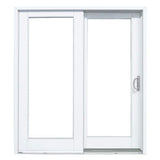 60 in. x 80 in. Woodgrain Interior and Smooth White Exterior Right-Hand Composite Sliding Patio Door