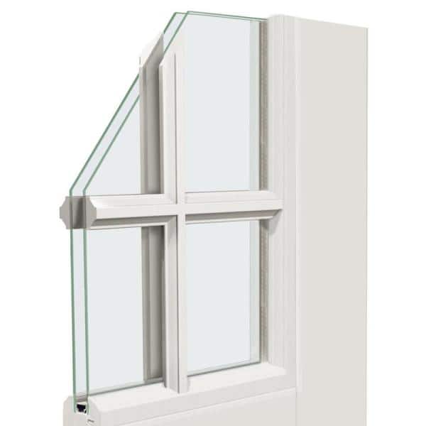 72 in. x 80 in. Fiberglass Smooth White Left-Hand Inswing Hinged 3/4-Lite Patio Door with 4-Lite SDL