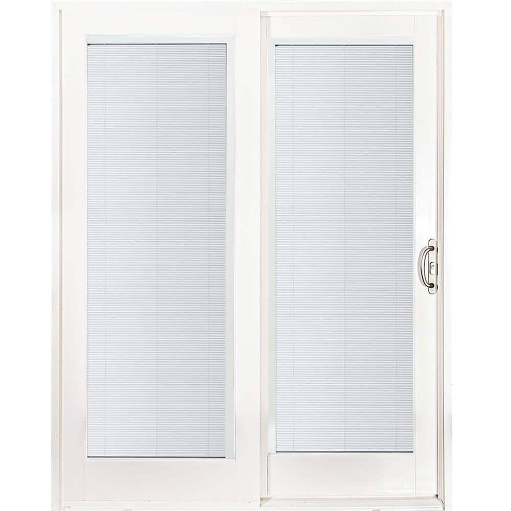 60 in. x 80 in. Woodgrain Interior and Smooth White Right-Hand Composite PG50 Sliding Patio Door