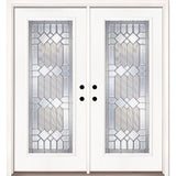 66 in. x 81.625 in. Mission Pointe Zinc Full Lite Unfinished Smooth Left-Hand Fiberglass Double Prehung Front Door
