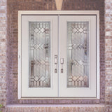 66 in. x 81.625 in. Mission Pointe Zinc Full Lite Unfinished Smooth Left-Hand Fiberglass Double Prehung Front Door