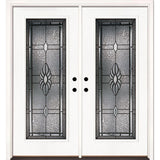 66 in. x 81.625 in. Sapphire Patina Full Lite Unfinished Smooth Right-Hand Inswing Fiberglass Double Prehung Front Door