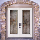 66 in. x 81.625 in. Sapphire Patina Full Lite Unfinished Smooth Right-Hand Inswing Fiberglass Double Prehung Front Door