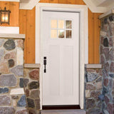 32 in. x 80 in. 6 Lite Left-Hand/Inswing Clear Glass Smooth White: Ready to Paint Fiberglass Prehung Front Door