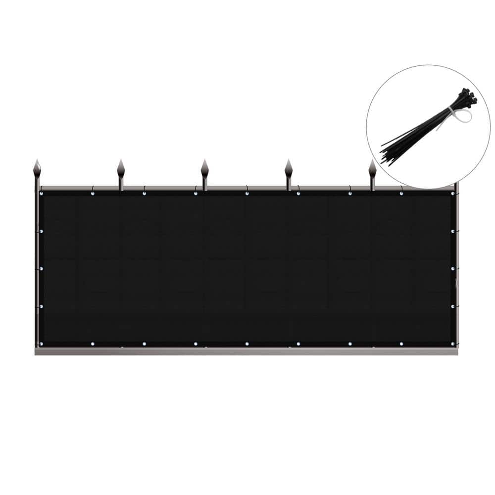 Privacy Fence Screen Heavy-Duty 90% Blockage Shade Cover Fencing Net for Wall Garden Gazebo Backyard, 3 x 12 ft., Black