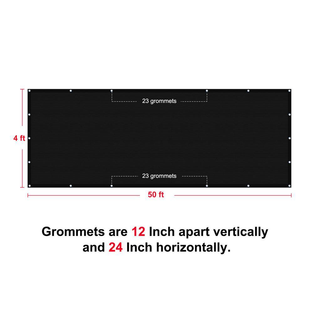 4 ft. x 50 ft. Privacy Fence Screen 90% Blockage Shade Temporary Fencing for Wall Gazebo Backyard Black (2-Pack)