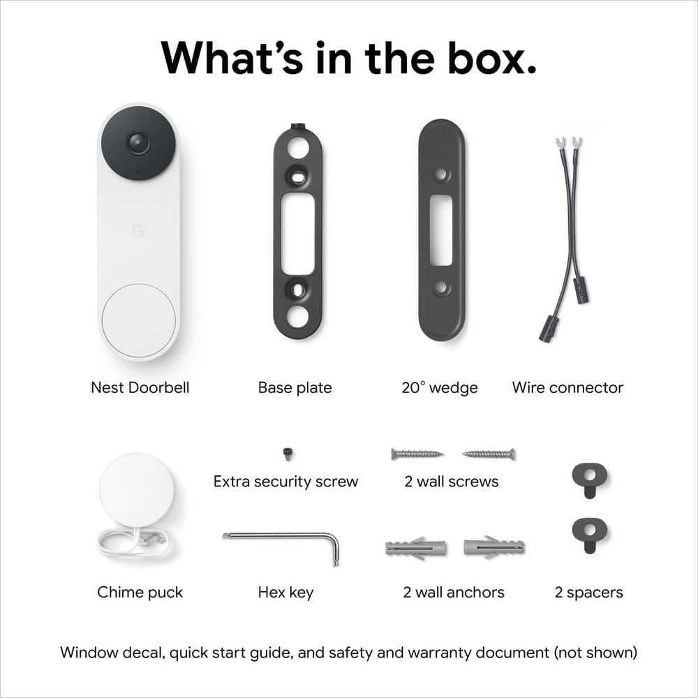 Google Nest Doorbell (Wired, 2nd Gen) - Snow
