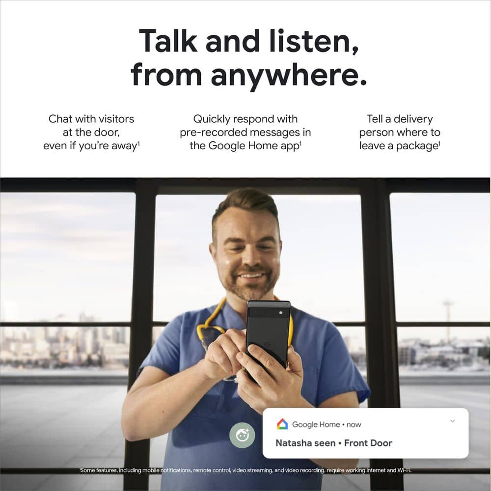 Google Nest Doorbell (Wired, 2nd Gen) - Snow
