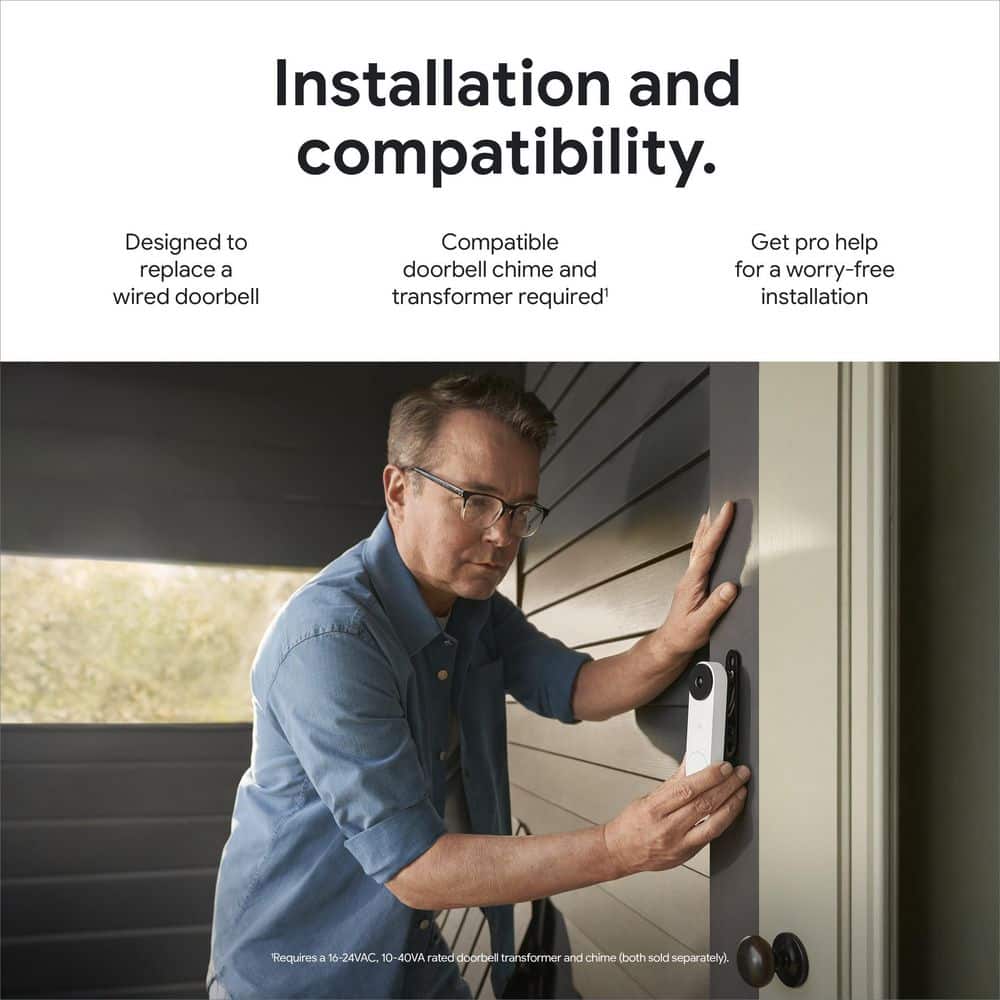 Google Nest Doorbell (Wired, 2nd Gen) - Snow