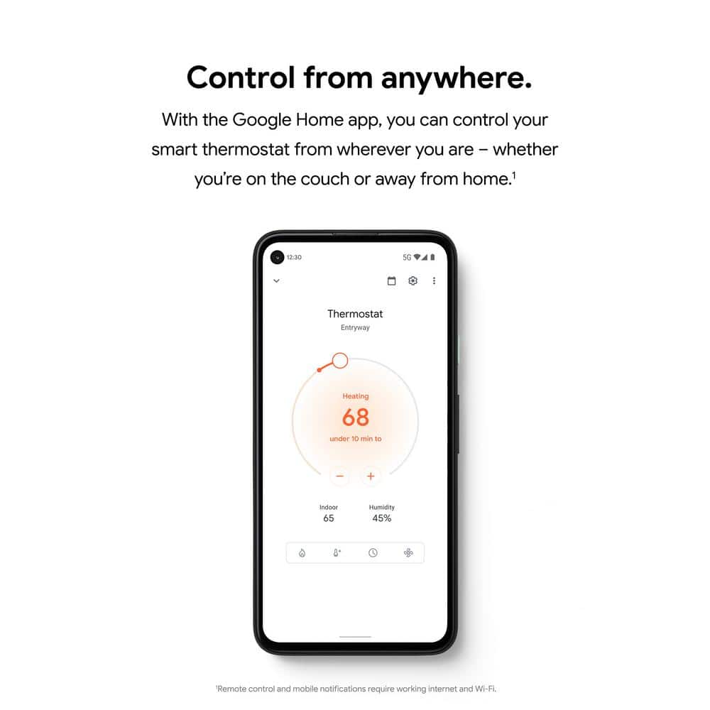 Google Nest Thermostat - Smart Programmable Wi-Fi Thermostat - Snow