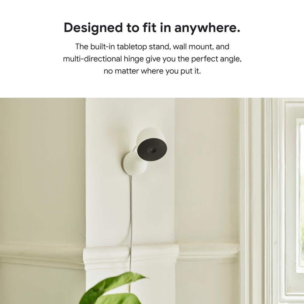 Google Nest Cam - Indoor Wired Smart Home Security Camera - Snow