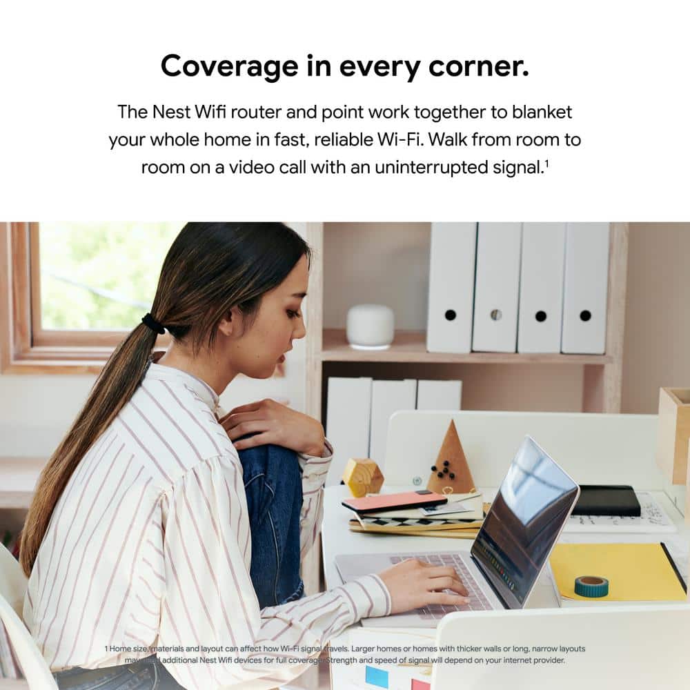 Google Nest Wifi - Mesh Router AC2200 and 2 Points with Google Assistant - 3 Pack