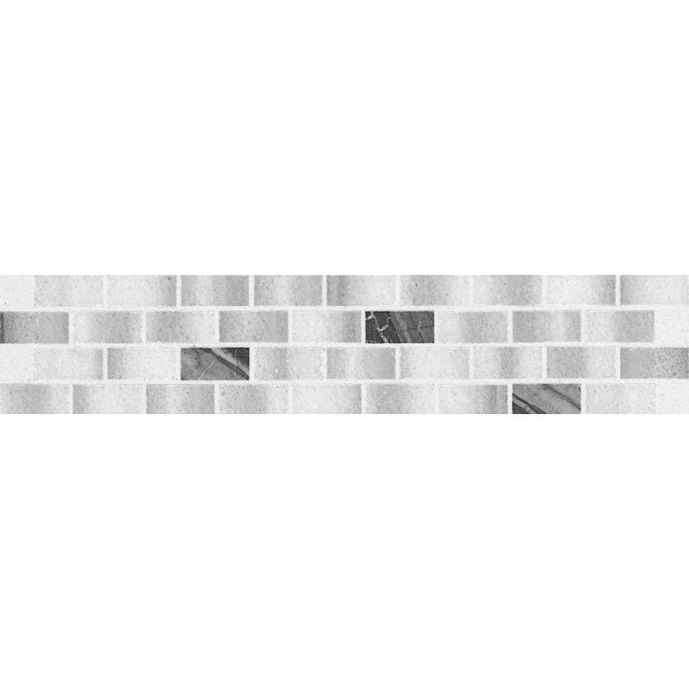 Daltile Snow Illusion 2-5/8 in. x 12 in. Marble Decorative Accent Wall Tile (0.2188 sq. ft. per Piece)