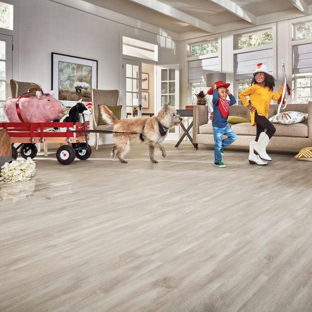 Pergo Outlast+ Soft Oak Glazed 12 mm T x 7.4 in. W Waterproof Laminate Wood Flooring (19.63 sqft/case)